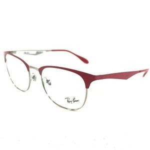 Ray-Ban RB 6346 2974 Eyeglasses Frames RED Silver Clubmaster Half Rim 52-19-145
